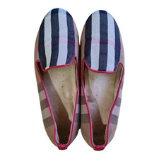 Burberry London Women's Slip-On Loafers Nova Check Canvas Shoes Size 40 UE