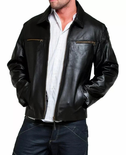 Veste cuir noir pour hommes - pour,