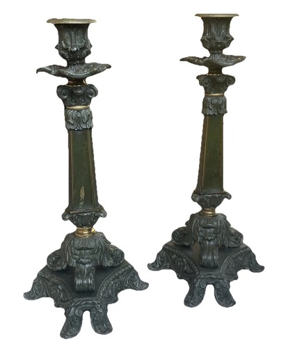 Paire bougeoirs bronze - paire,