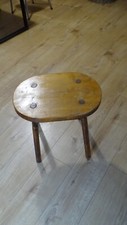 GENUINE WOOD COFFEE TABLE STOOL PERRIAND STYLE RAW TRIPOD FARMER 1960s