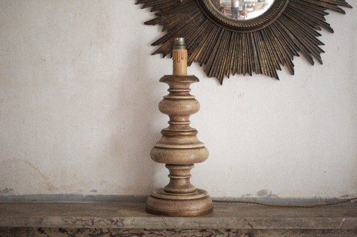 Lampe bois tourné vintage