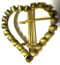 BELT BUCKLE - SIDING old HEART paved TIGER EYE CABOCHONS