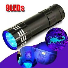Lampe De Poche Torche 9 LED UV Billet Résine Ongle Insectes Lumière Noir