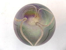 ART GLASS  PAPER WEIGHT  CASED SWIRLED LUSTRE LOETZ STYLE FINISH