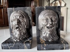 C. CHARLES pair of greenhouse books art deco in silver bronze on marble.