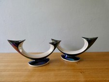 paire de chandeliers en céramique bicolore, irisée, Verceram, vers 1960