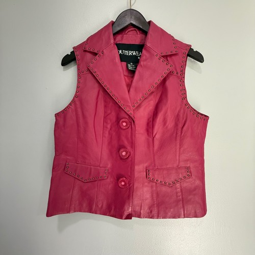 Pink leather vest womens - leather,
