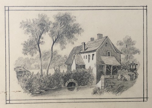 Dessin ancien moulin mine - moulin,,