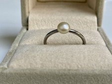 Vintage BAGUE Solitaire OR gris Perle T53 Gold Pearl Ring Anello Anillo