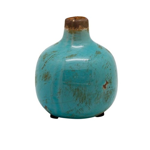 Vase céramique turquoise - en,