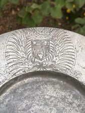 Wide Wing Pewter Plate So-called "Cardinal's" & Heraldry & Coat of Arms