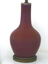 Vase chinois ancien rouge sang de boeuf oxblood monté en lampe de table