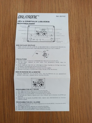 Notice jeu électronique - électronique, à