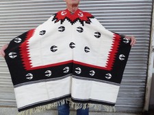 1950's Carrera Panamericana Course Histoire Poncho Mexicain Blanc/Rouge / Black