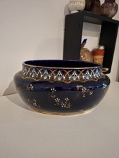 Eme K&G LUNÉVILLE blue earthenware pot cover planter 20th century enamel decor