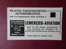 1965 PUB LEMERCIER AVIATION BOTTE COMBINAISON VOL SAUT PARACHUTE FRENCH AD