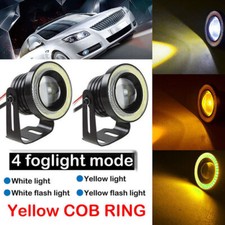 3" Multimode Yellow LED COB Fog Light Lamp Projector Bulb DRL Angel Eyes Halo AA