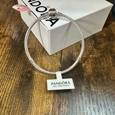 Authentic Pandora Sterling Silver Classic Snake Chain Bracelet,  SZ 18CM