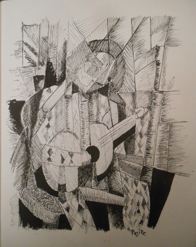 Guitariste etude cubiste - etude,