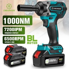 Clé à Chocs Sans Fil Brushless 2xBatteries 1000N.m Boulonneuse à Choc Electrique