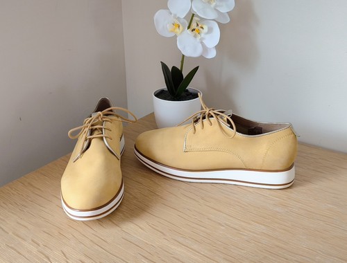 Derbies cuir jaune - en,