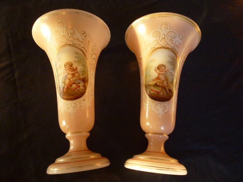 Paire vases opaline - de,