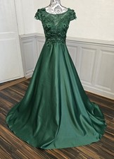 robe cérémonie Princesse dentelle et bas satiné Vert Taille 38 Mariage Neuf