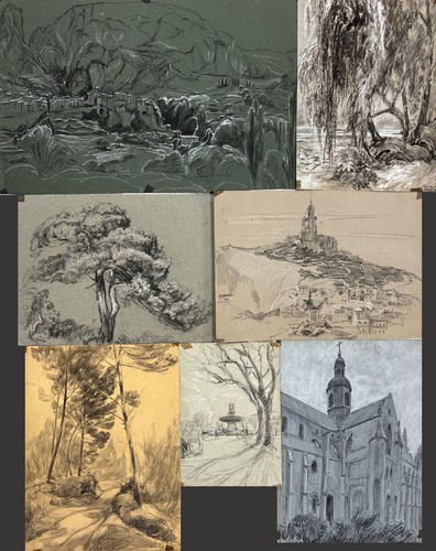 Tableaux lot études pastel - tableaux,