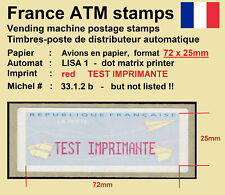 France Vending Machine Stamps Avions LISA 1 * ATM 33.1.2 b * TEST IMPRIMANTE Red!!!!