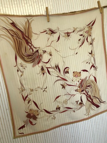 Foulard carré soie oiseaux - foulard,