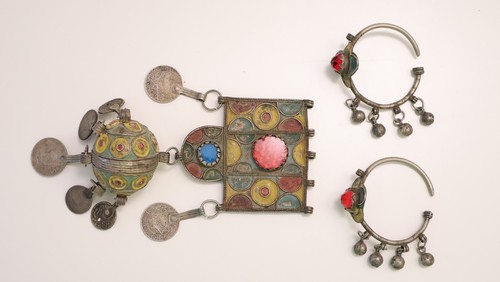 Ancien collier parure boucles - parure,