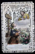 Image pieuse  dentelle canivet lace holy card pélerin pilgrim voyage St Joseph