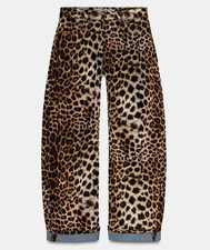 ZARA WOMAN FLOCKED ANIMAL PRINT TROUSERS ZW COLLECTION LEOPARD 9632/249/051 NEW