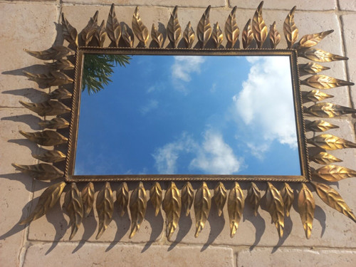 Important miroir métal doré - miroir,