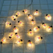 Guirlande lumineuse 20 LED Noël bonhomme de neige, déco festive