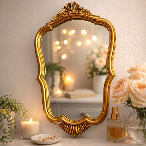 Ancien miroir baroque doré - miroir,