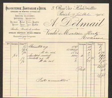 PARIS (III°) JEWELRY / JEWELRY FANCY "A. DELMAIL" Invoice in 1906