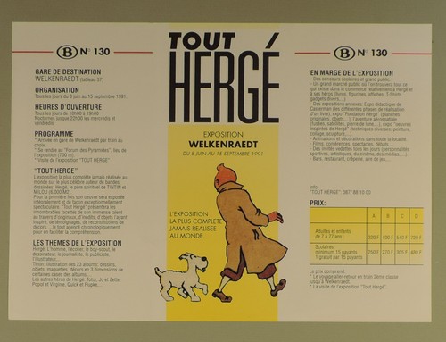 Herge tintin depliant tarifs - herge,