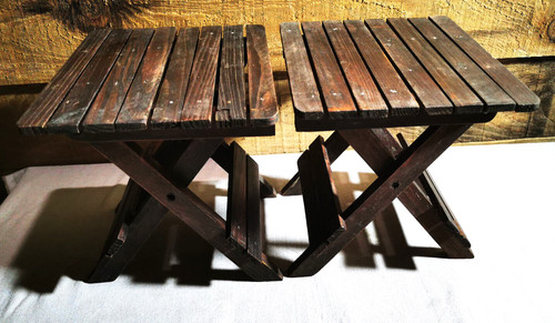 Anciens tabourets bois pliant - anciens,
