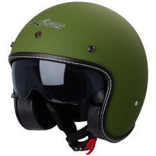 Casque Moto Jet Cafe Racer Homologué ECE 22-06 Scooter Custom Vert Mat