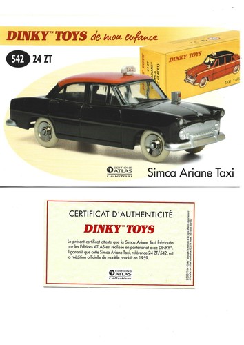 Dinky toys fiche certificat - fiche, +