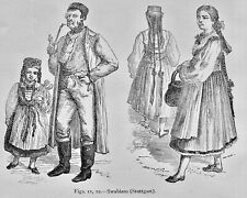 Germany Stuttgart SWABIANS in Costume Original Victorian Print by Figuier c1893