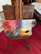 chevalet de peintre de voyage - fin XIXème - avec boite de rangement et palette