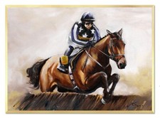 Course de Chevaux - 53x73cm Peinture À L'Huile Handgemalt Toile avec Cadre Déco