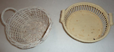 lot of two small round wicker baskets, sabby chic decor, handicrafts!