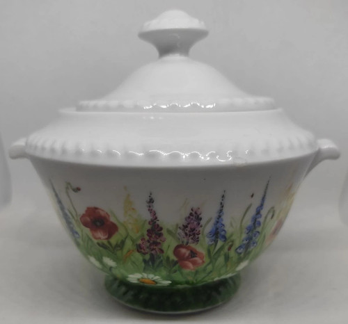 Sucrier porcelaine peint main - sucrier,