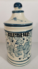 ANCIEN POT A PHARMACIE POT D'APOTHICAIRE EN CÉRAMIQUE – MENTHE