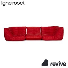 Ligne Roset Togo Tissu Canapé Rouge Trois Places