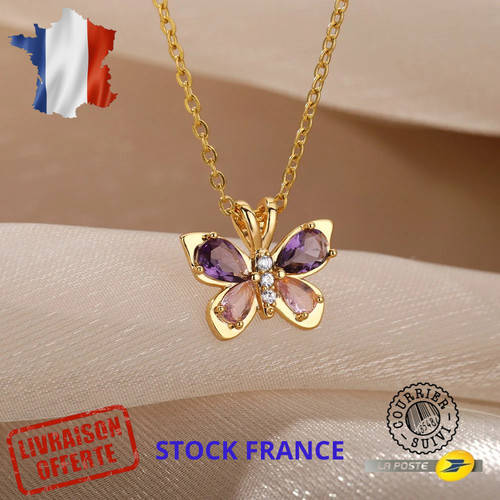Collier papillon acier - papillon,