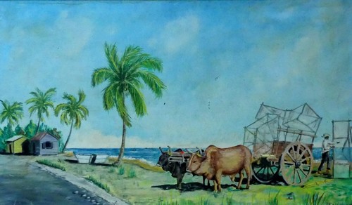Tableau paysage palmier - tableau,